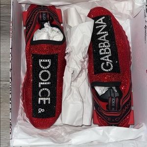Dolce & Gabanna Red Sorrento Rhinestone Embellished Sneakers
Size 44.5